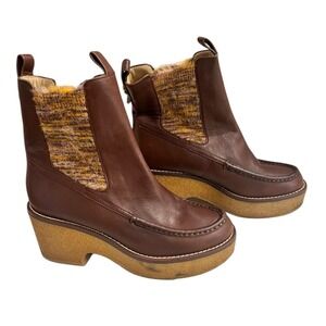 Coach Delaney Chelsea Boots Brown Leather Size 8 B Chunky Lug Platform Sole Boho